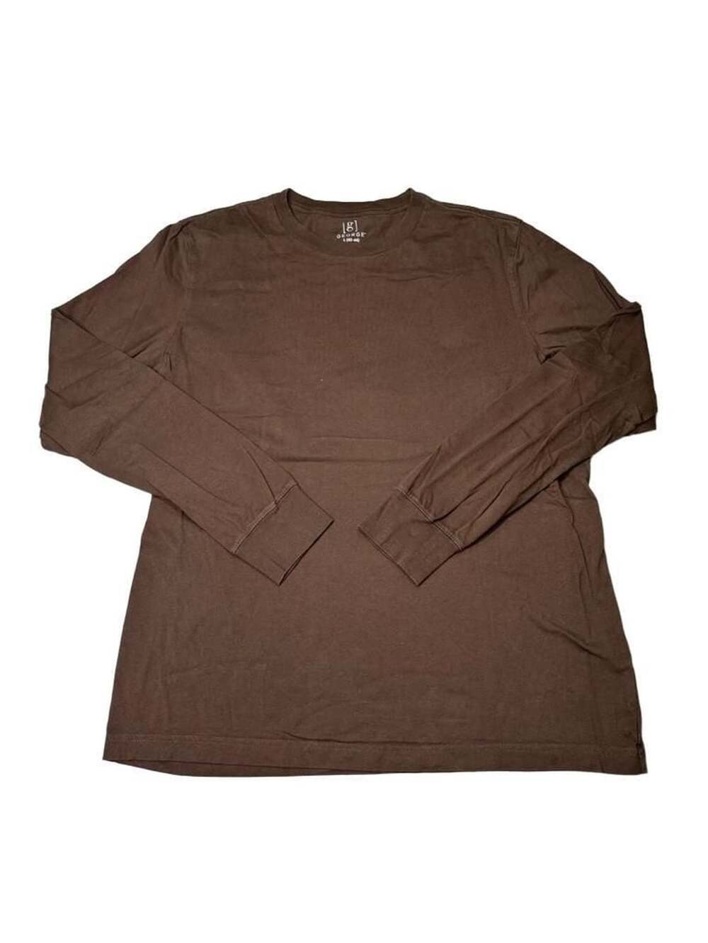 George Long Sleeve Crewneck T-Shirt Size L (42-44) Brown Cotton